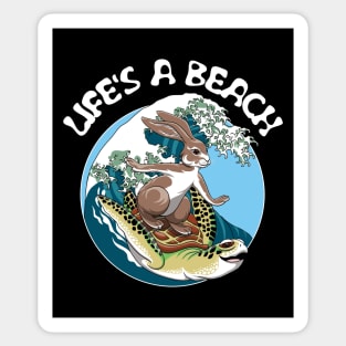 Surfing turtle and Rabbit - Life's a beach Sticker